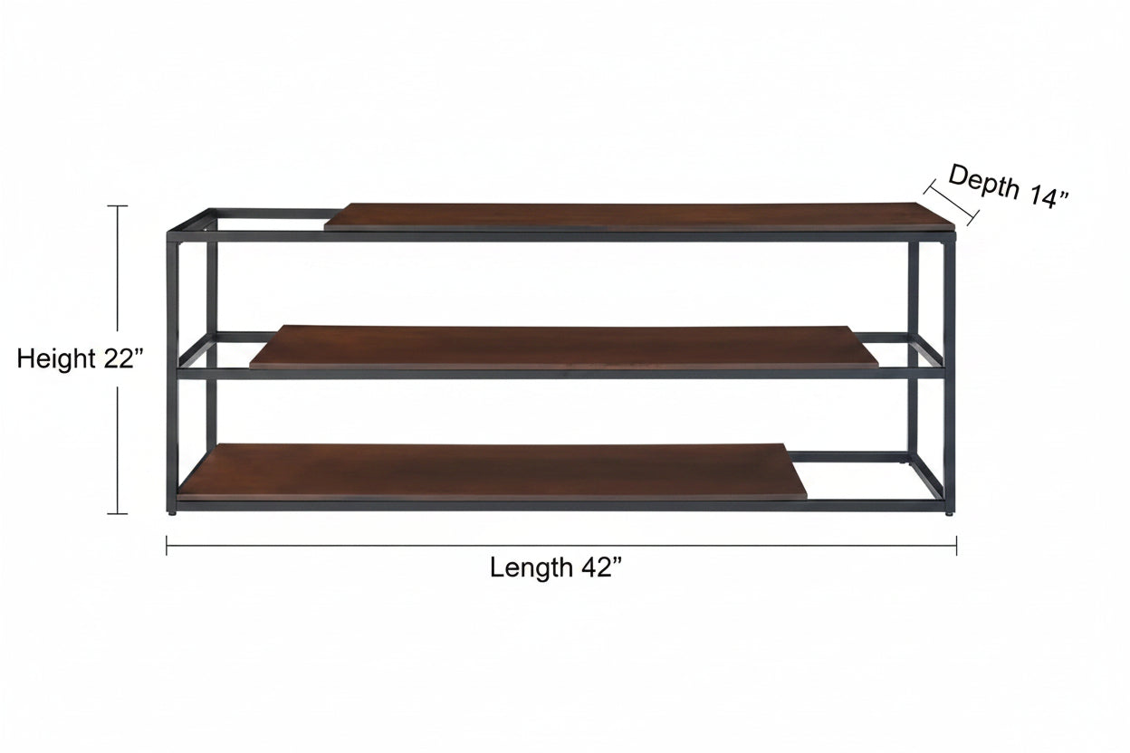 MISTY – Black Iron Frame Shelves TV Stand