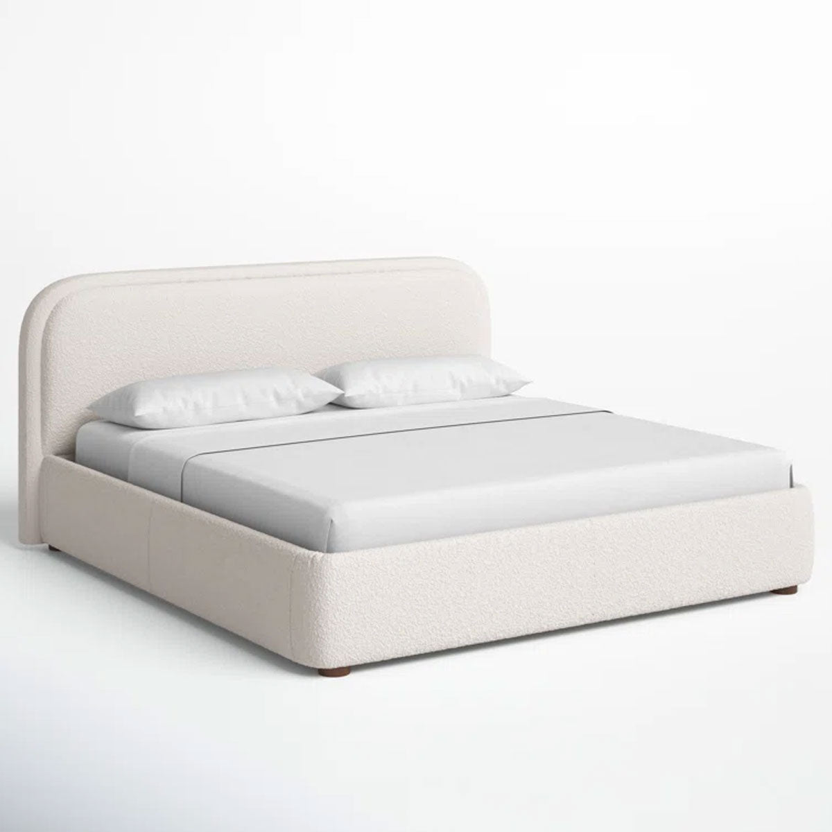 The Pebble a Curved bed frame with boucle effect