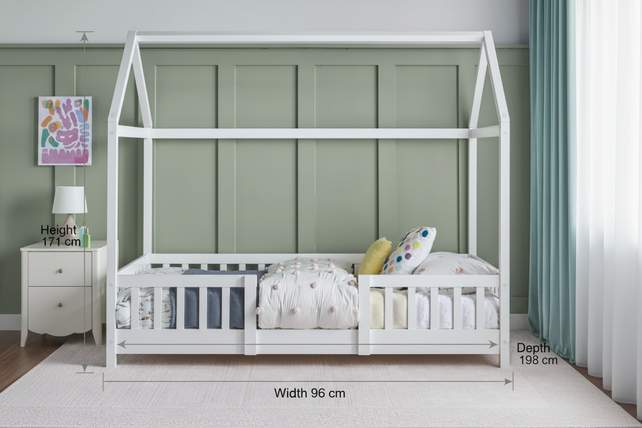 Kids House Bed Frame with Dimensions