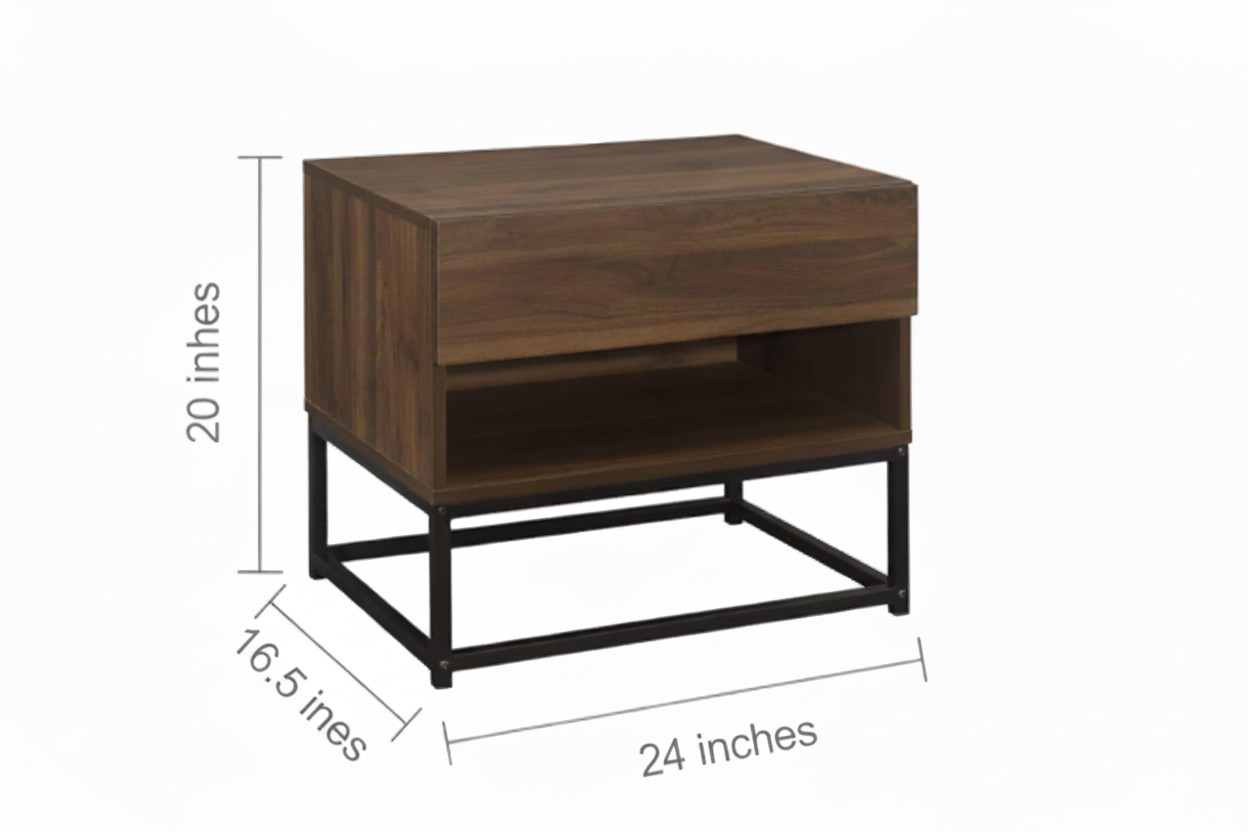 Basic Nightstand with Drawer & Open Shelf