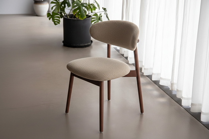 Contemporary Scandinavian Boucle solid Wood Dining Chair