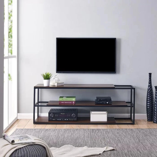 MISTY – Black Iron Frame Shelves TV Stand