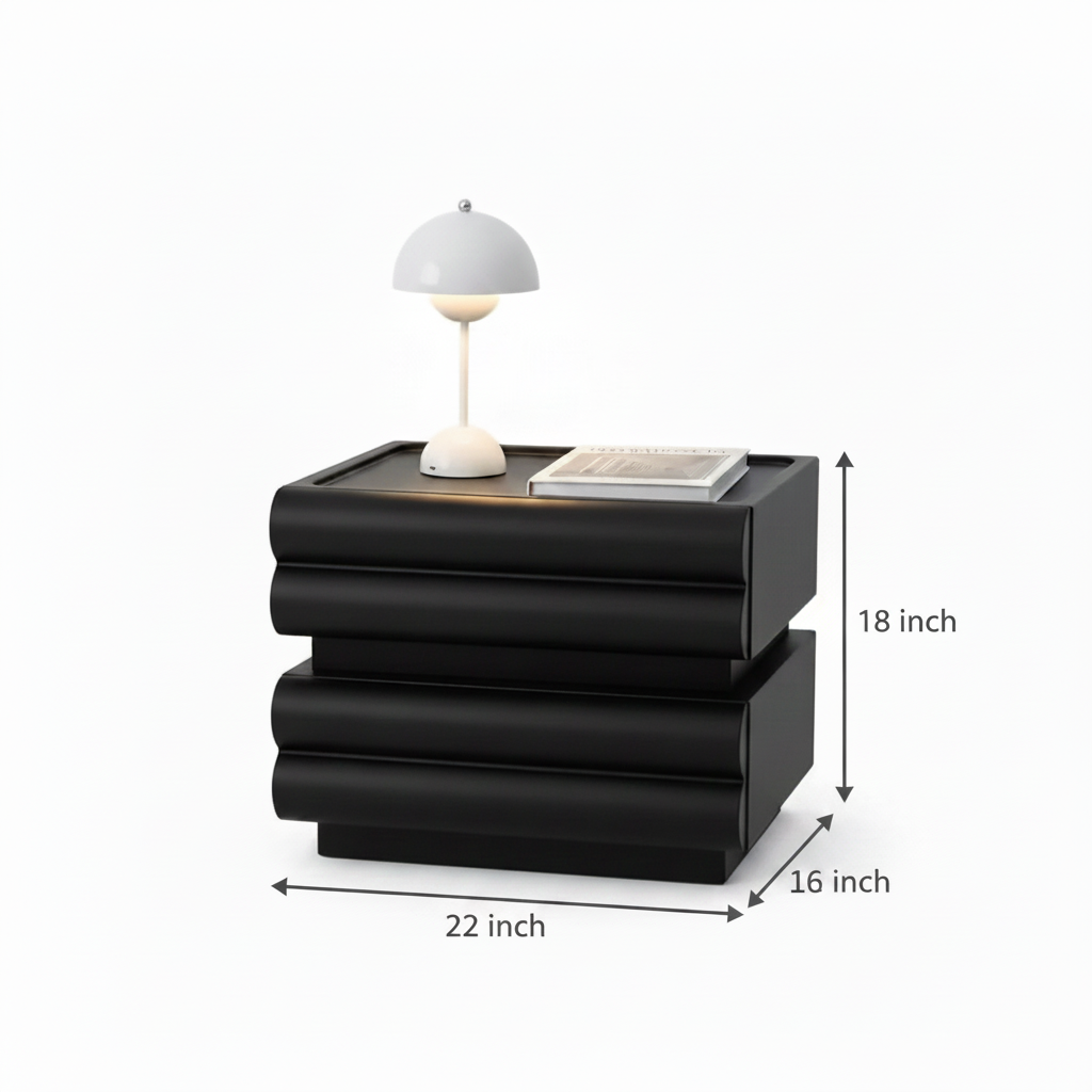 Cylinderical nightstand with 2 drawers