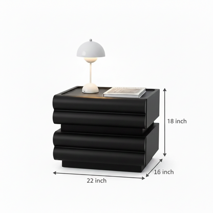 Cylinderical nightstand with 2 drawers