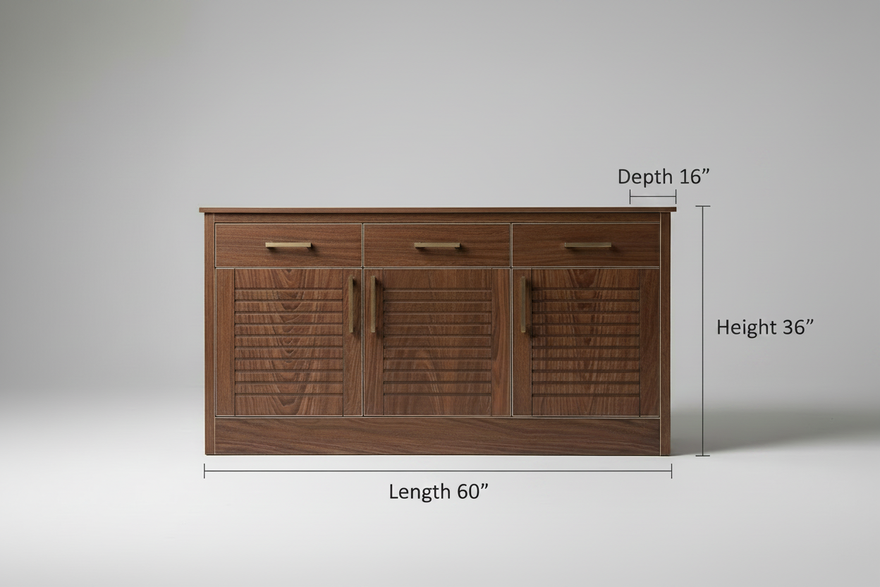 Mid century buffet dinning walnut wood style