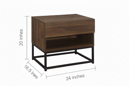 Basic Nightstand with Drawer & Open Shelf