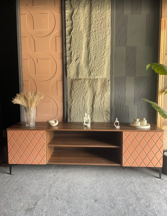 Diamond carved TV Console